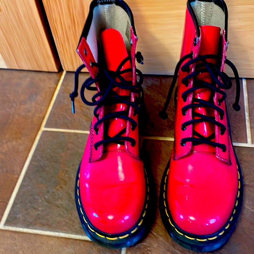 Patent Leather Dr Marten’s red boots size 8